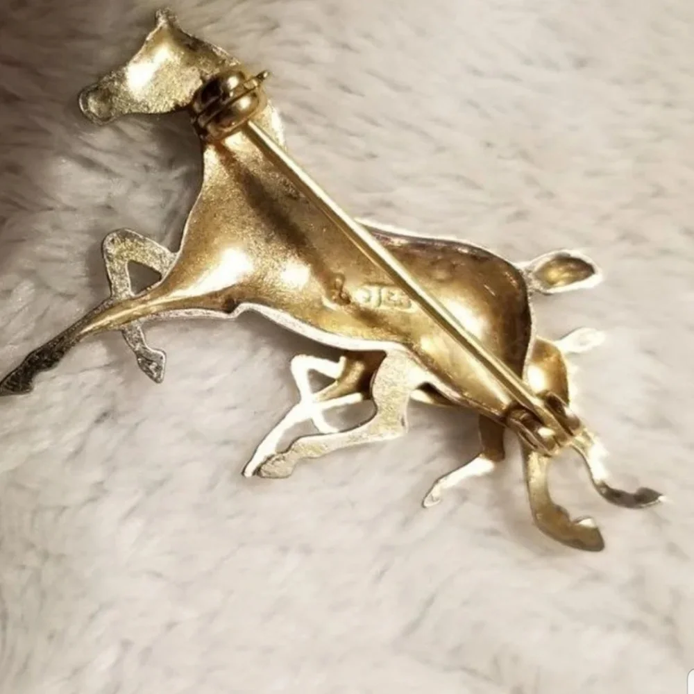 RARE Equestrian Vintage Sterling Silver Brooch
